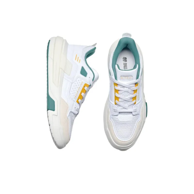 XTEP Domination Anti Slip Wear Resistant Low Top Basketball Shoes Men's White Yellow Green-2