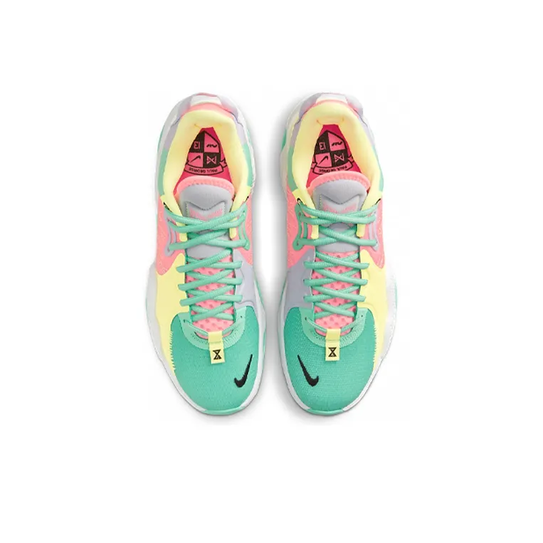 Nike PG 5 Basketball Shoes Men Low-Top White/Green/Pink/Yellow 