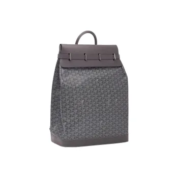 GOYARD Steamer Canvas With Leather Backpack Small Size Unisex Gray