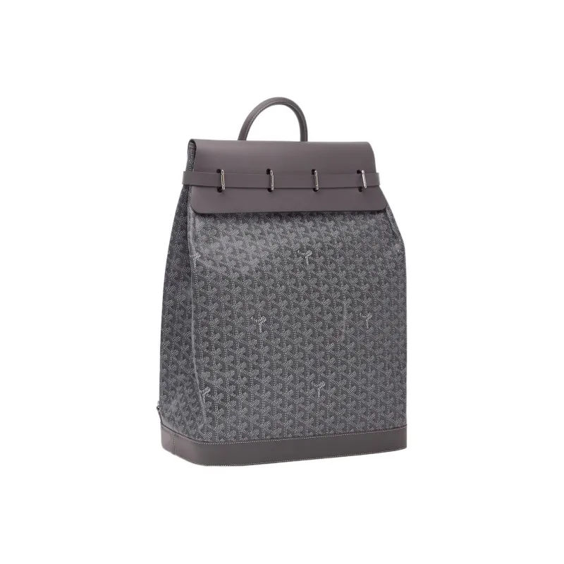 GOYARD Steamer Canvas With Leather Backpack Small Size Unisex Gray-0