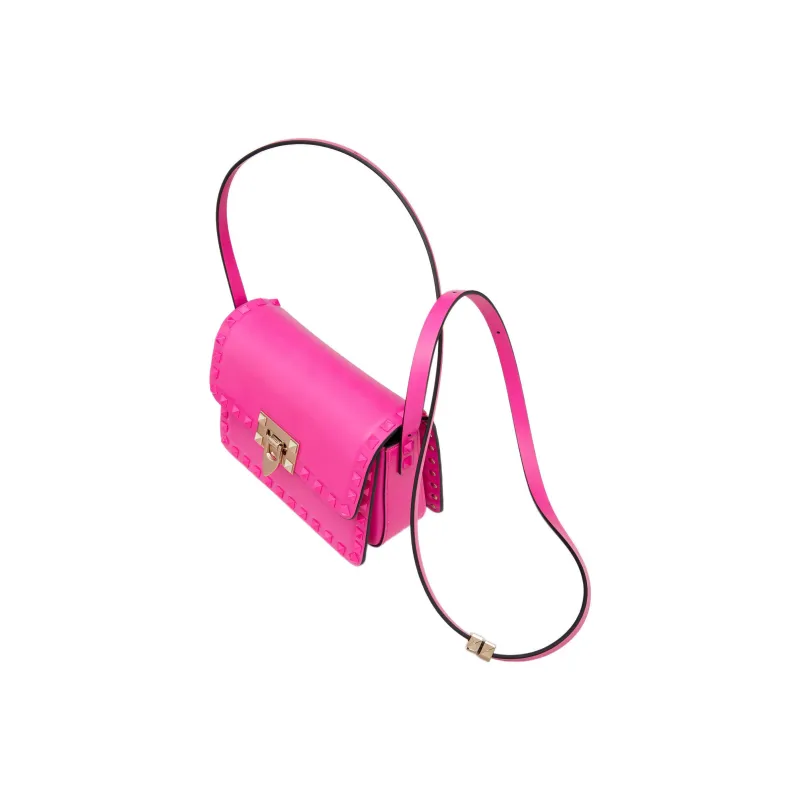 Valentino Rockstud Calfskin Handbag, Shoulder Bag Women's Pink-4