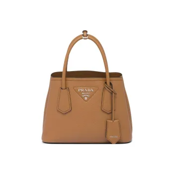 PRADA Double Leather Shoulder Bag Crossbody Bag Handbag Mini Women's Caramel Brown