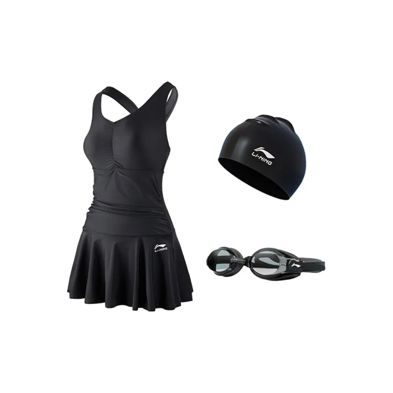 LiNing Sports Trend Series Swimming Sets Polyamide Elastane Polyester Beach Pool Women's Black-0