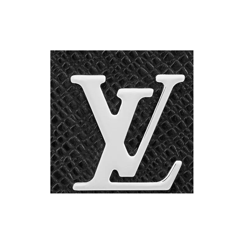 LOUIS VUITTON Pochette 24H Taïga Cow Leather Clutch Men's Black-4