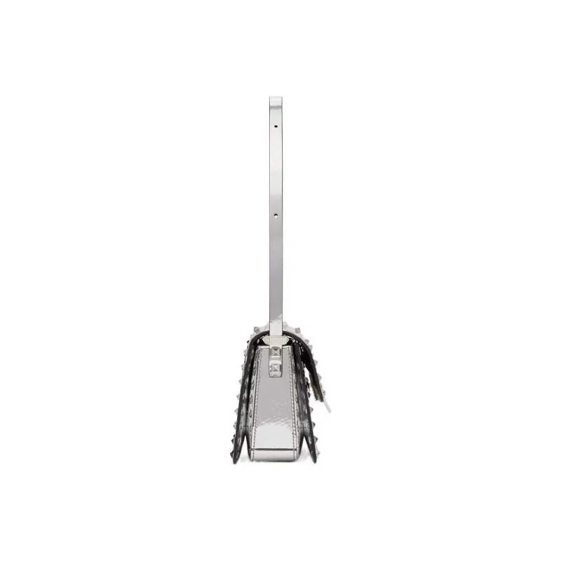 Valentino Rockstud Calfskin Handbag, Shoulder Bag Women's Silver-2