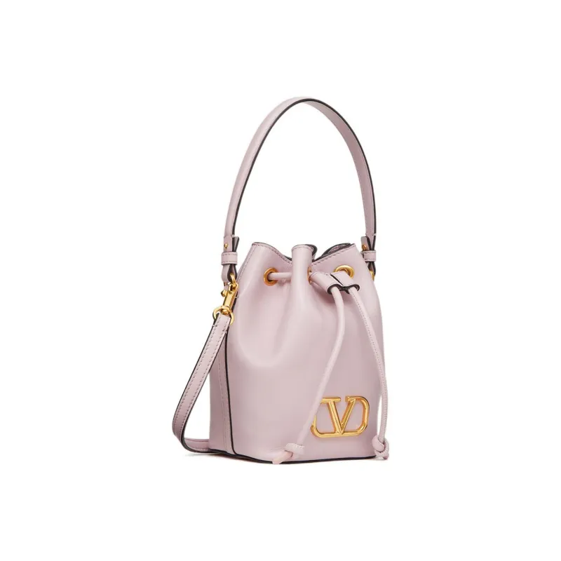 Valentino Vlogo Soft Sheepskin Bucket Bag, Shoulder Bag, Crossbody Bag, Handbag Mini Women's Pink-1