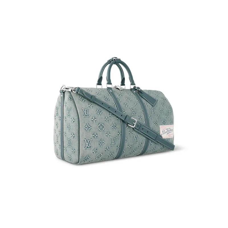 LOUIS VUITTON Keepall Bandouliere 50 Monogram Washed Denim Coated Canvas-1