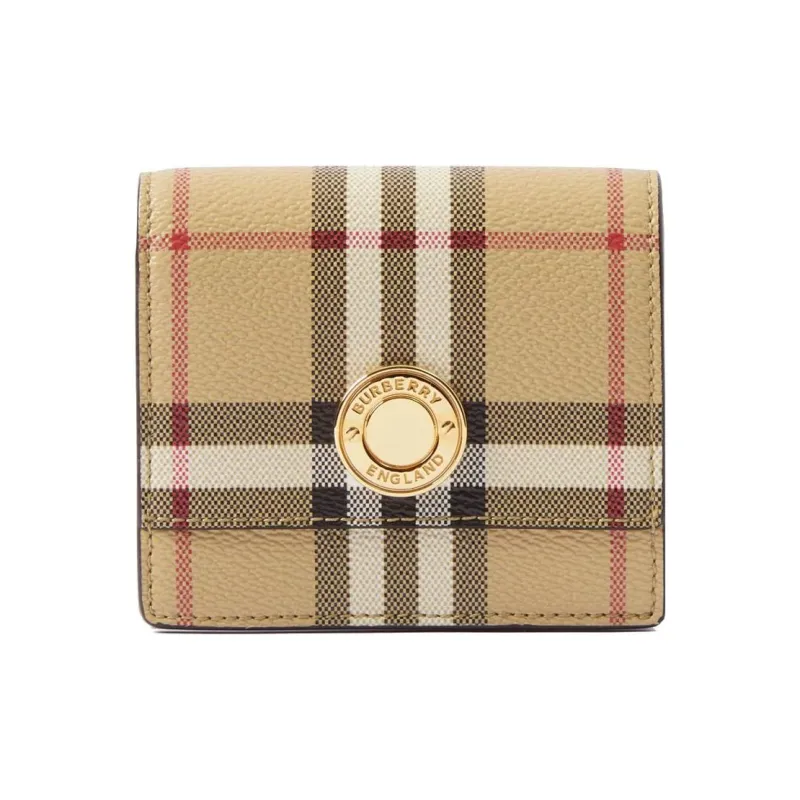 Burberry Leather Wallet Trumpets Women's Beige-0