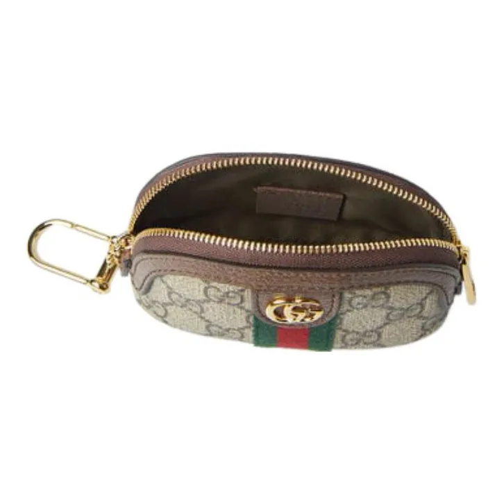 GUCCI Ophidia Canvas With Leather Key Pouch Women's Brown-3