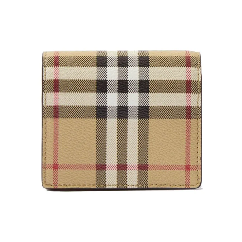 Burberry Leather Wallet Trumpets Women's Beige-2
