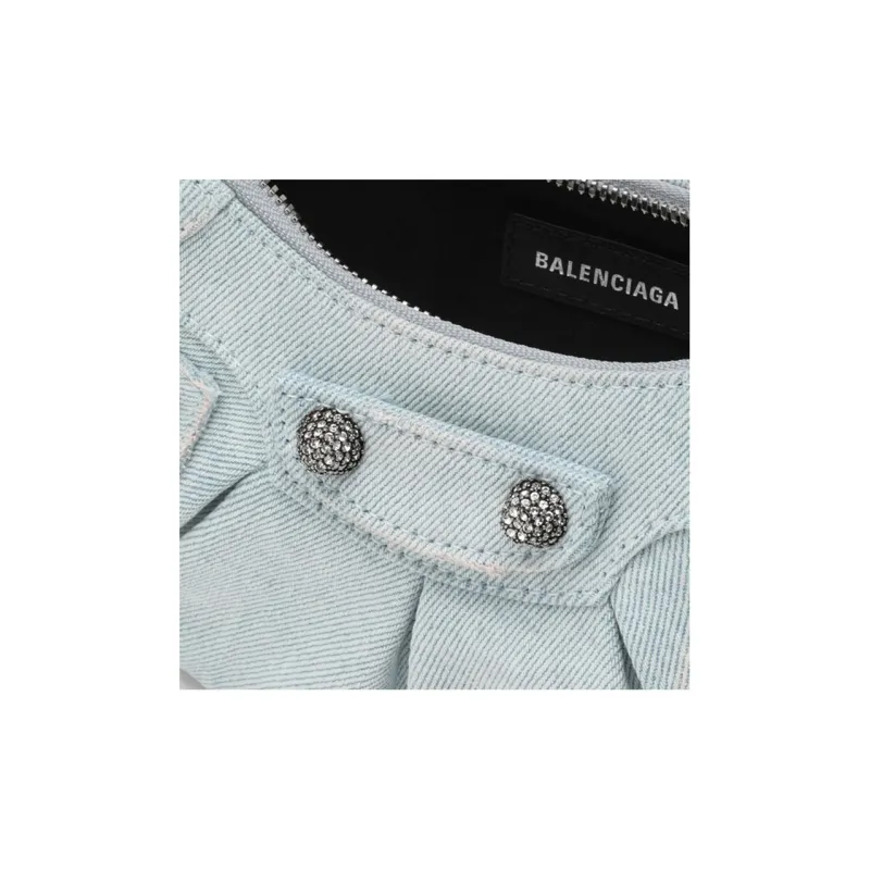 Balenciaga Le Cagole Xs Rhinestones Shoulder Bag Light Blue-3