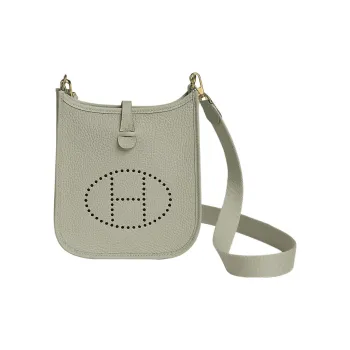 HERMES Evelyne Clemence Leather Ivorie Shoulder Bag Crossbody Bag Mini Women's Ice Crystal Gray
