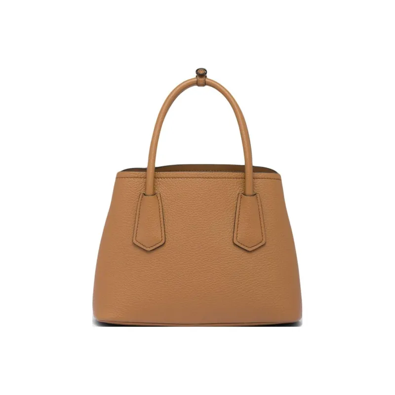 PRADA Double Leather Shoulder Bag Crossbody Bag Handbag Mini Women's Caramel Brown-2