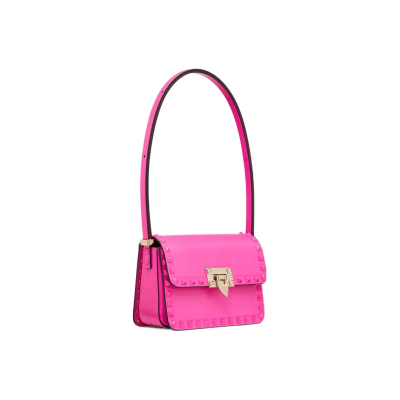 Valentino Rockstud Calfskin Handbag, Shoulder Bag Women's Pink-1