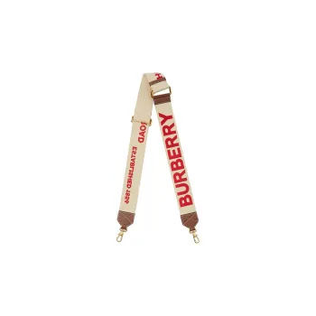 Burberry Horseferry Cow Leather Webbing Bag Strap Women's Beige/Red