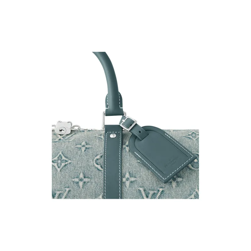 LOUIS VUITTON Keepall Bandouliere 50 Monogram Washed Denim Coated Canvas-4