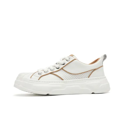 TRUMPPIPE Skateboard Shoes Men Low-Top White Apricot