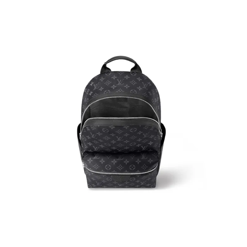 LOUIS VUITTON Discovery Coated Canvas Cow Leather Patchwork Trim Backpack Small Size Men's Black-1