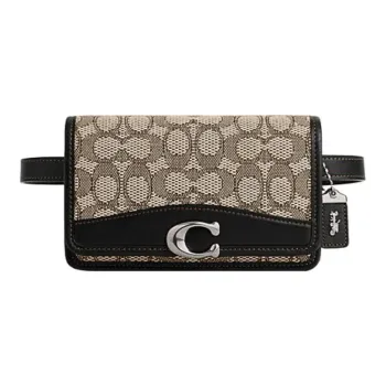 COACH Bandit Canvas With Leather Sling Bag, Fanny Pack, Crossbody Bag Women's Gray & Black