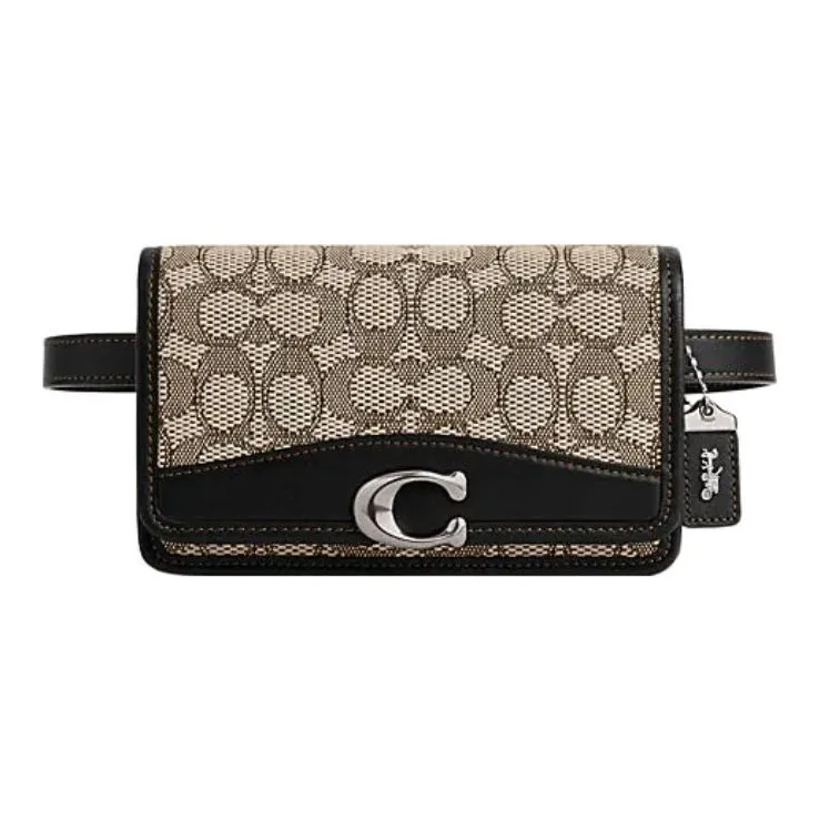 COACH Bandit Canvas With Leather Sling Bag, Fanny Pack, Crossbody Bag Women's Gray & Black-0