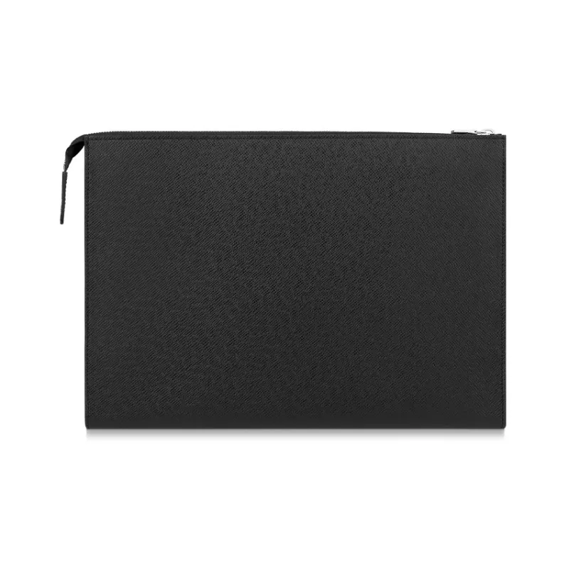 LOUIS VUITTON Pochette 24H Taïga Cow Leather Clutch Men's Black-1