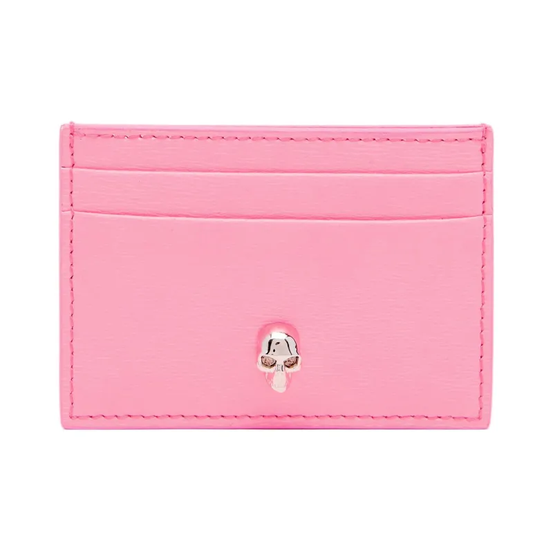 Alexander McQueen Cow Leather Card Holder Women's Pink-0