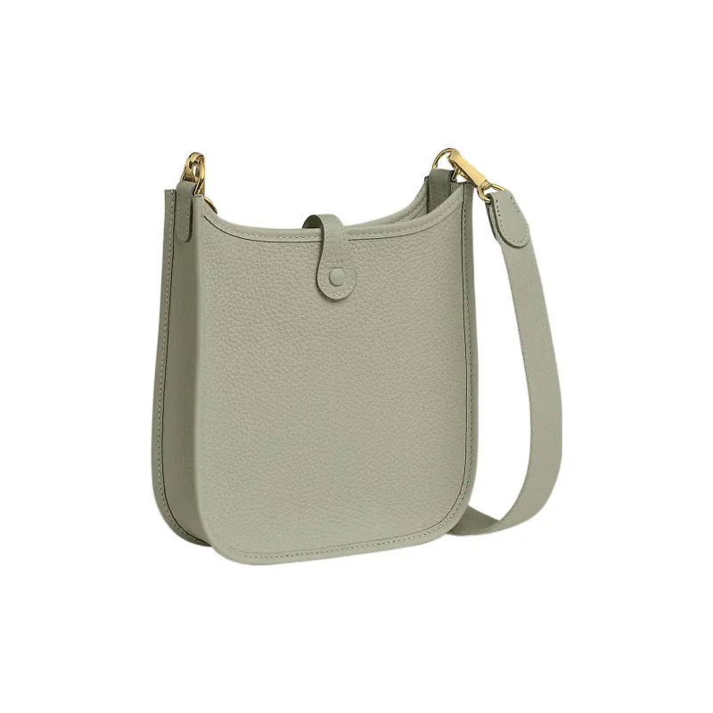 HERMES Evelyne Clemence Leather Ivorie Shoulder Bag Crossbody Bag Mini Women's Ice Crystal Gray-4