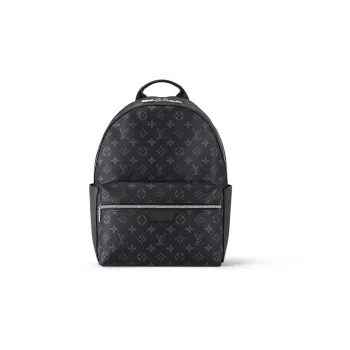 LOUIS VUITTON Discovery Coated Canvas Cow Leather Patchwork Trim Backpack Small Size Men's Black