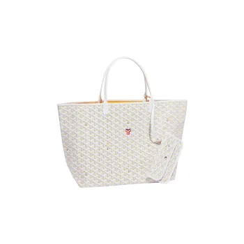 GOYARD Saint Louis Claire-Voie Canvas Cowhide One Shoulder Handbags Unisex White/Yellow