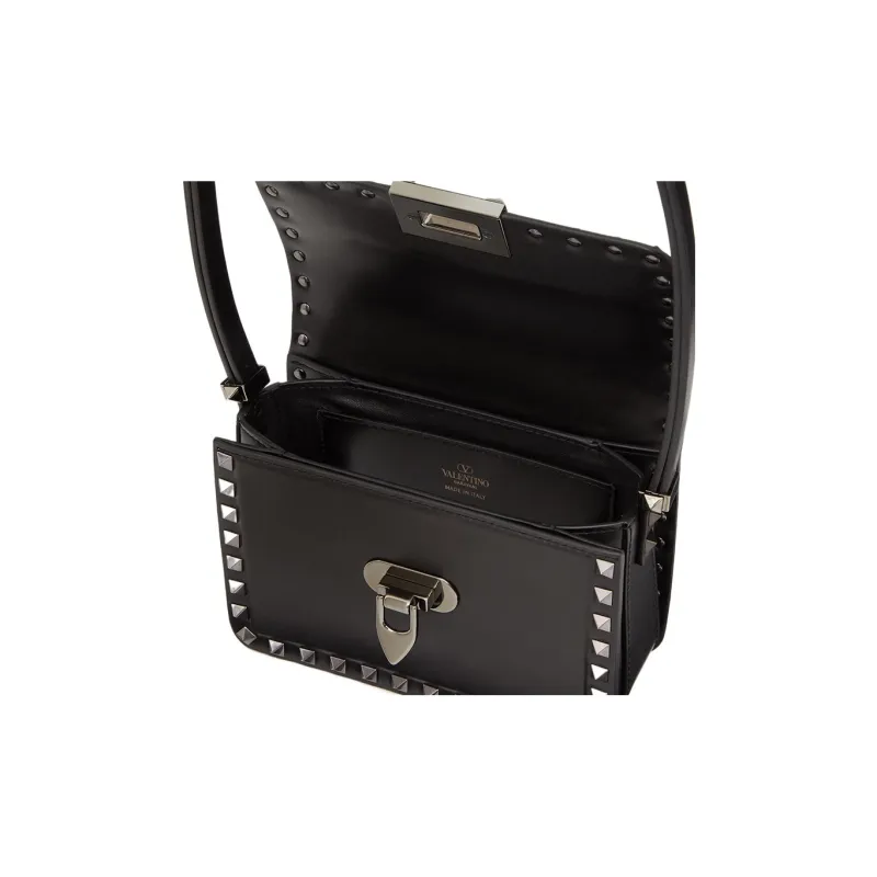 Valentino Rockstud Calfskin Handbag Shoulder Bag Women's Black-5
