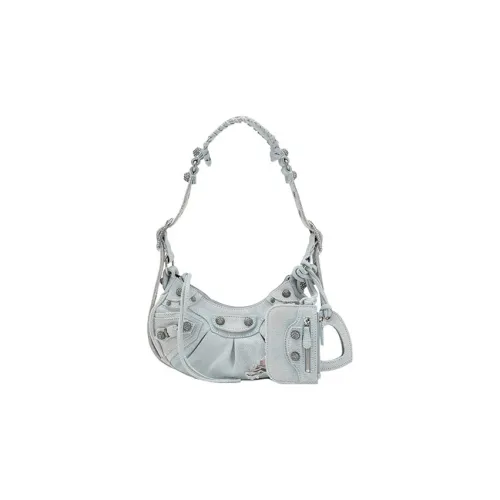 Balenciaga Le Cagole XS Rhinestones Shoulder Bag Light Blue