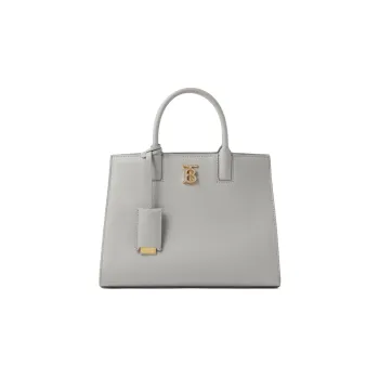 Burberry Grained Calfskin Tote Bag Shopping Bag Handbag Mini Women's Light Gray