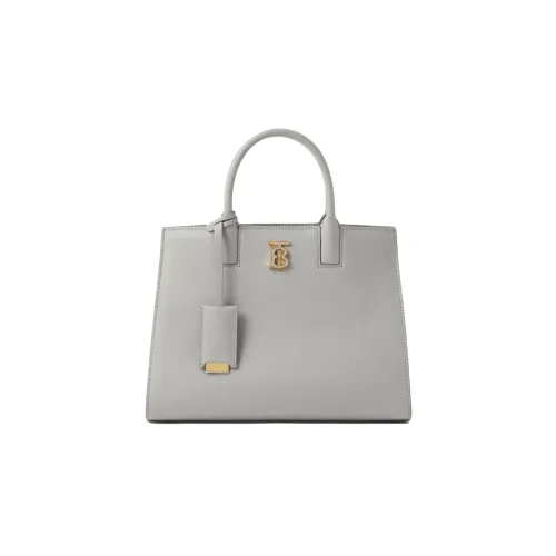Burberry Grained Calfskin Tote Bag Shopping Bag Handbag Mini Women's Light Gray