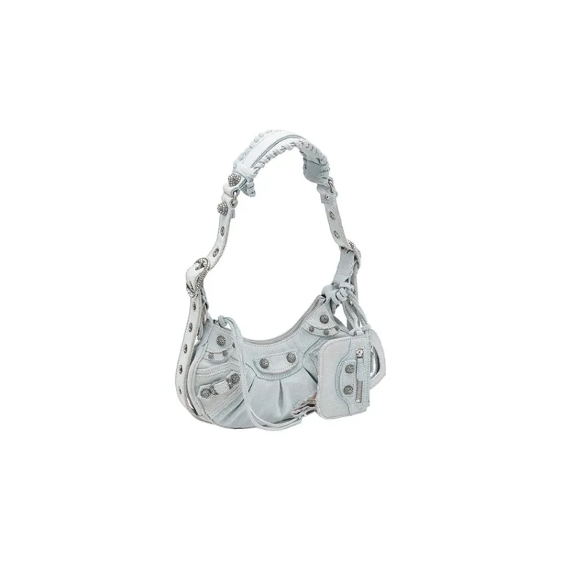 Balenciaga Le Cagole Xs Rhinestones Shoulder Bag Light Blue-1