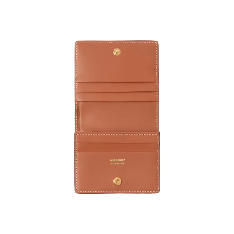Burberry Leather Wallet Trumpets Women's Beige-3