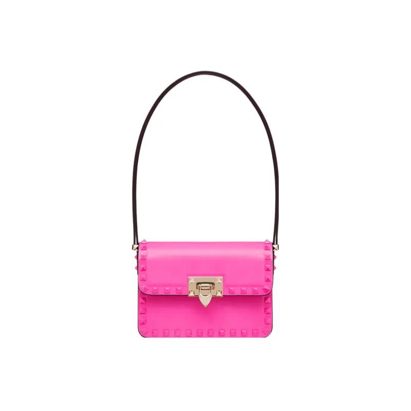 Valentino Rockstud Calfskin Handbag, Shoulder Bag Women's Pink-0