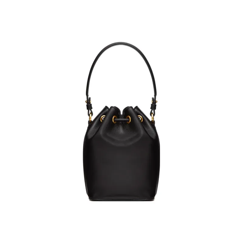 Valentino Vlogo Soft Sheepskin Bucket Bag, Shoulder Bag, Crossbody Bag, Handbag Mini Women's Black-3