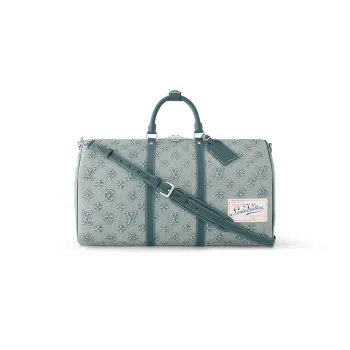 LOUIS VUITTON Keepall Bandouliere 50 Monogram Washed Denim Coated Canvas