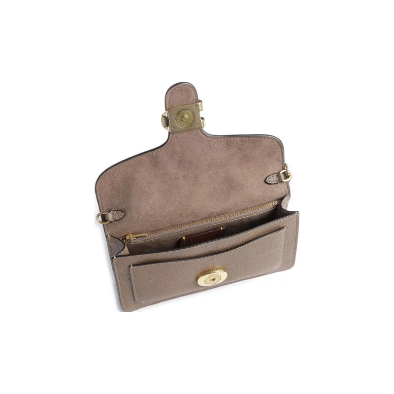 COACH Leather Shoulder Bag Clutch Trumpets Women's Dark Brown-3