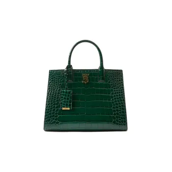 Burberry Calfskin Tote Bag Shopping Bag Handbag Mini Women's Dark Green