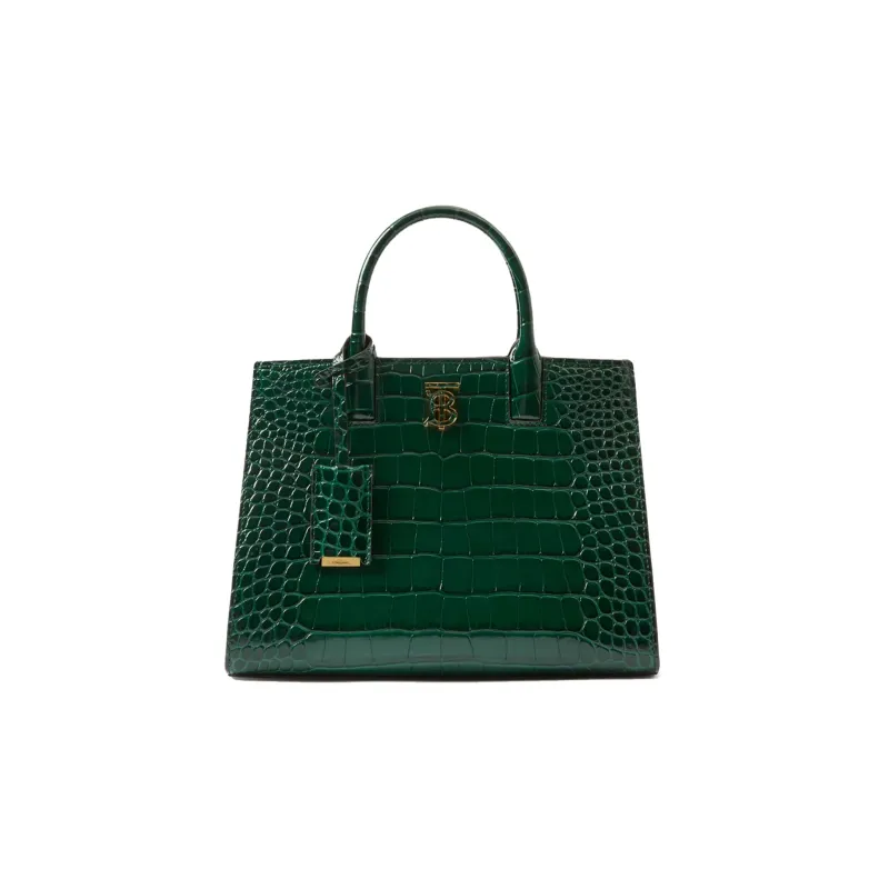 Burberry Calfskin Tote Bag Shopping Bag Handbag Mini Women's Dark Green-0