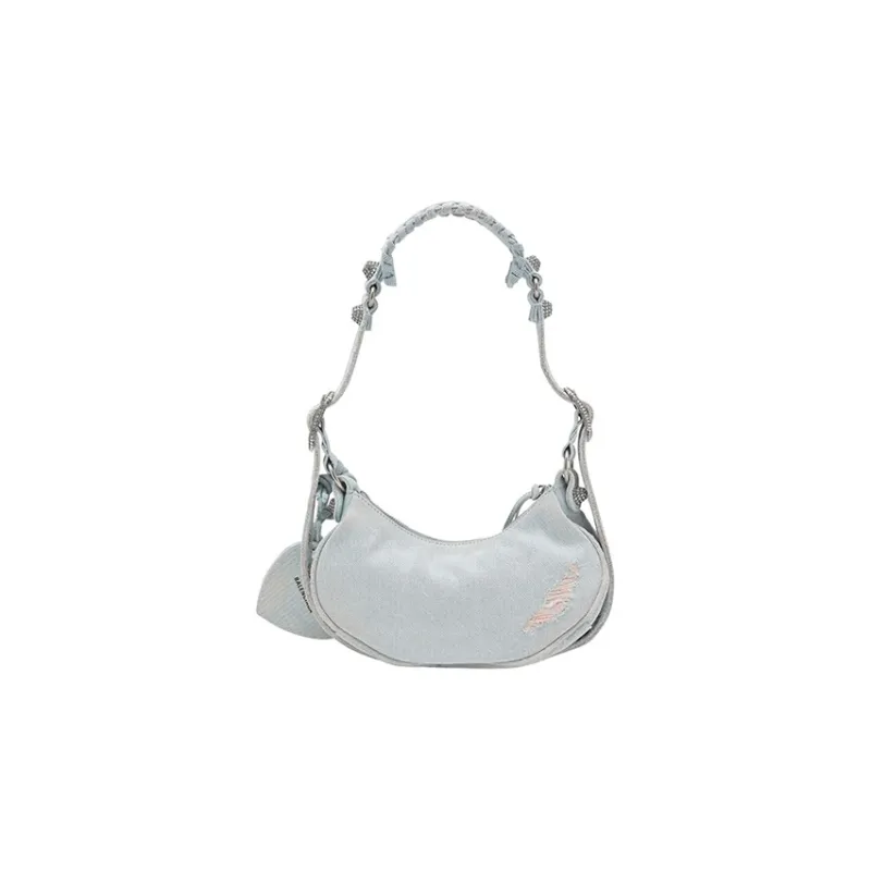 Balenciaga Le Cagole Xs Rhinestones Shoulder Bag Light Blue-2