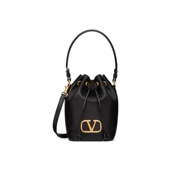Valentino Vlogo Soft Sheepskin Bucket Bags Shoulder Bag Crossbody Bag Handbag Mini Women's Black