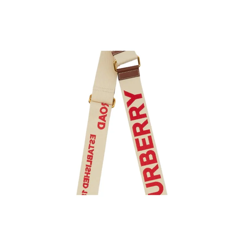 Burberry Horseferry Cow Leather Webbing Bag Strap Women's Beige/Red-2