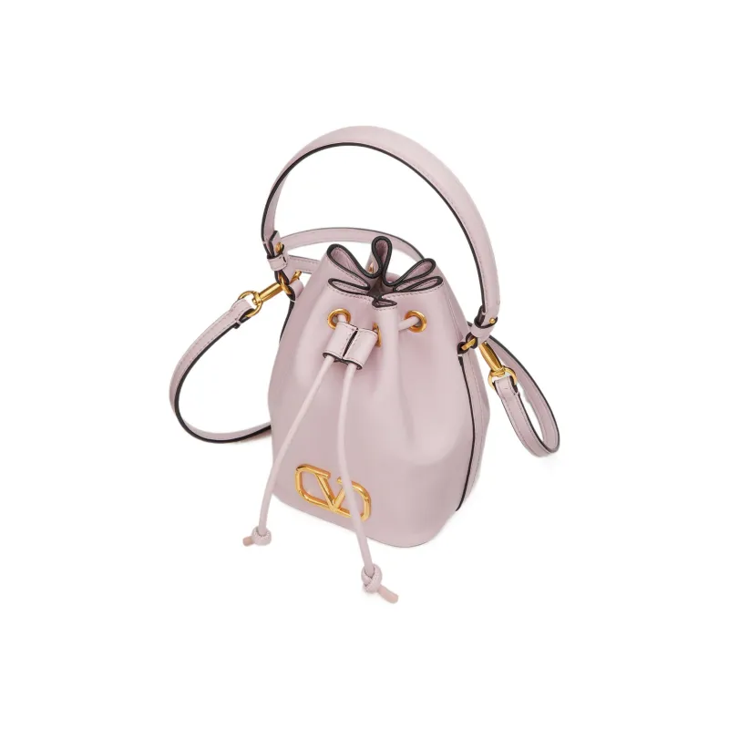 Valentino Vlogo Soft Sheepskin Bucket Bag, Shoulder Bag, Crossbody Bag, Handbag Mini Women's Pink-4
