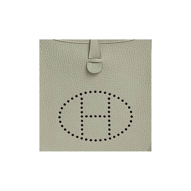HERMES Evelyne Clemence Leather Ivorie Shoulder Bag Crossbody Bag Mini Women's Ice Crystal Gray-7