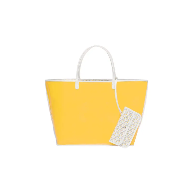 GOYARD Saint Louis Claire-Voie Canvas Cowhide One Shoulder Handbags Unisex White/Yellow-2