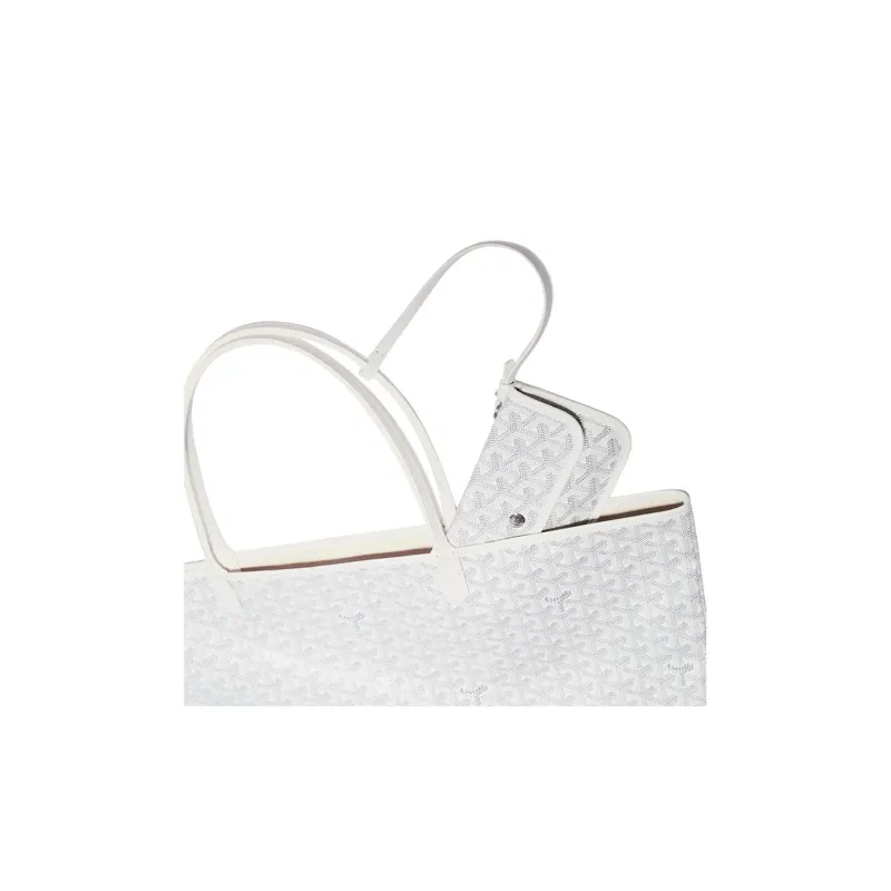 GOYARD Saint Louis Claire-Voie Canvas Cowhide One Shoulder Handbags Unisex White/Yellow-4