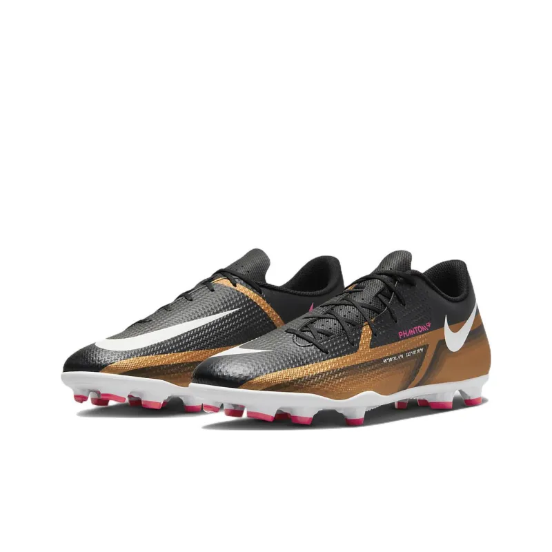 Nike Artificial Ground Cushioning Anti-Slip And Wear-Resistant Coverage Soccer Shoes Unisex Black Gold White-2