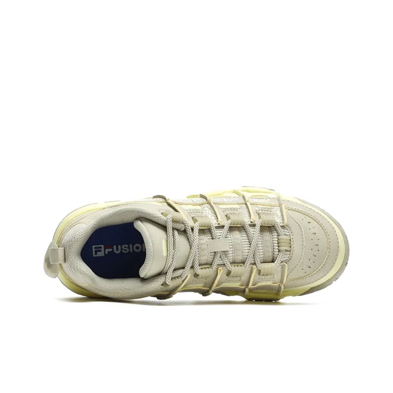 FILA FUSION BARRICADE Anti-Slip Wear-Resistant Low-Top Vintage Basketball Shoes Women's Cream Yellow-2